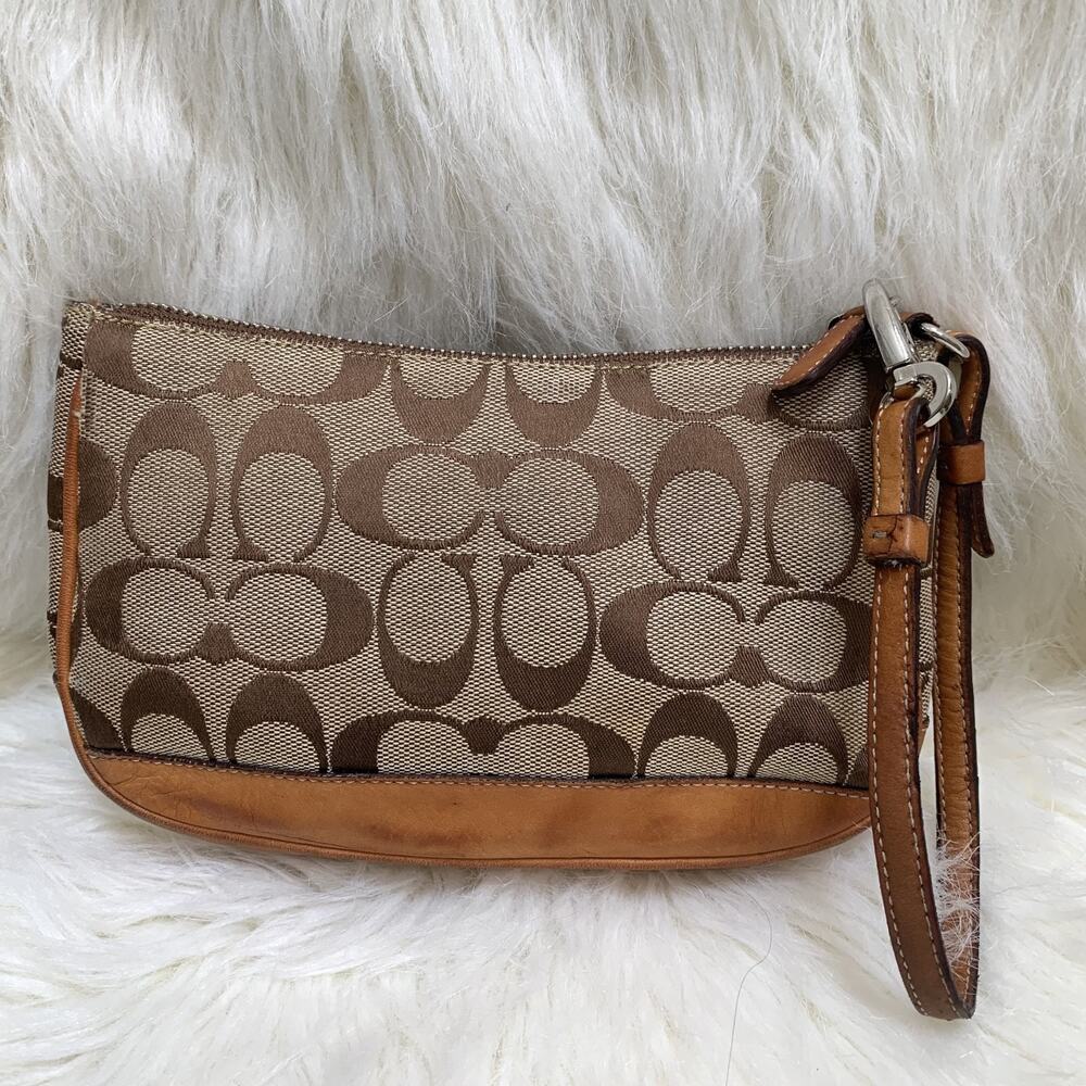 COACH Vintage Y2K Khaki/Tan Signature Demi Bag Wristlet Only (READ) Purse #6094 - Picture 5 of 16
